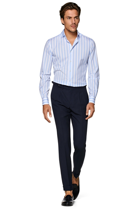 Light Blue Striped Poplin Extra Slim Fit Shirt 4