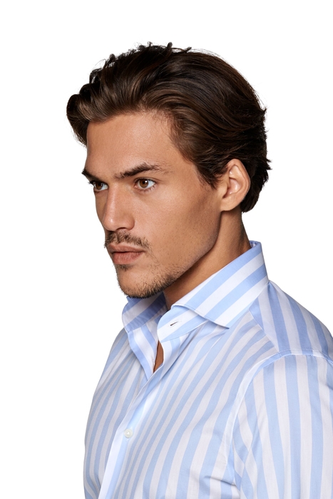 Light Blue Striped Poplin Extra Slim Fit Shirt 6