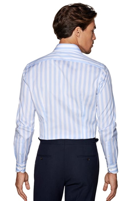 Light Blue Striped Poplin Extra Slim Fit Shirt 3