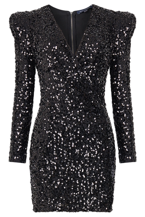 SAMANTHA SEQUINS V NECK DRESS BLACK 3