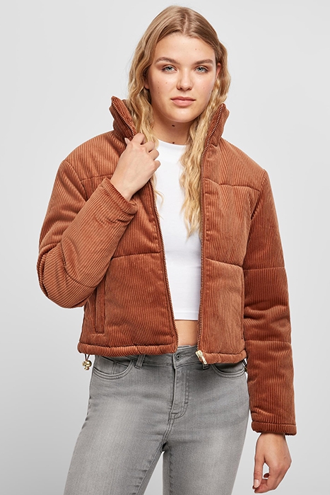 LADIES CORDUROY PUFFER JACKET TOFFEE 2