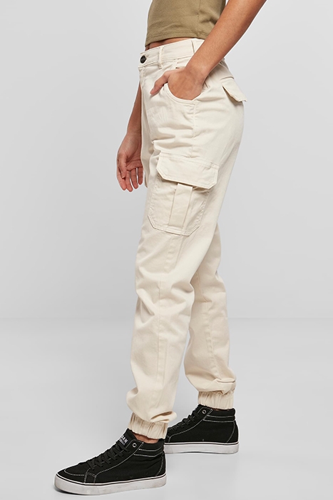 LADIES HIGH WAIST CARGO PANTS WHITESAND 6