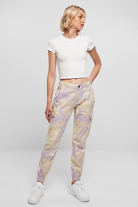 LADIES HIGH WAIST CAMO CARGO PANTS LILACCAMO 4