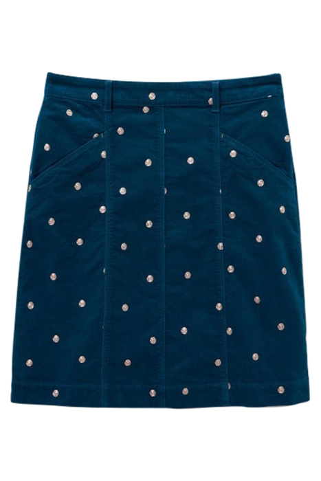 JOSIE VELVET EMBROIDERED SKIRT MID TEAL 1