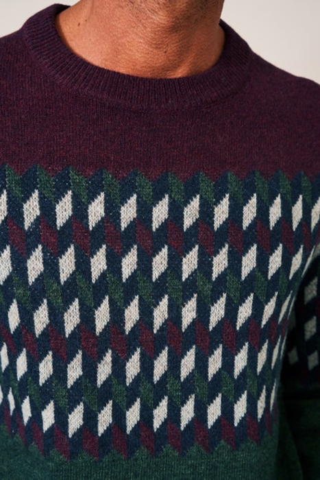 BAXTON PATTERN CREW DEEP RED 4