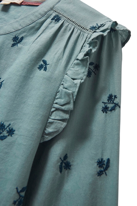 FLORINE EMBROIDERED SHIRT TEAL 5