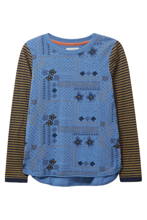 CASSIE PRINT AND STRIPE TEE BLUE MULTI 1