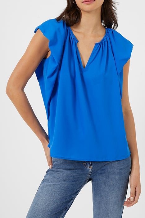 CREPE LIGHT V NECK BLOUSE NEBULAS BLUE 2