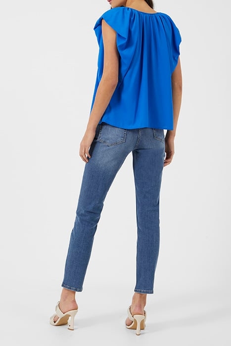 CREPE LIGHT V NECK BLOUSE NEBULAS BLUE 4