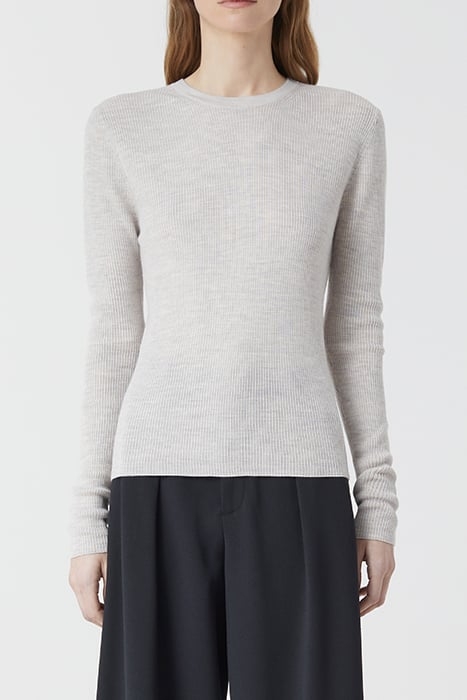 WOMEN CREW RIB LONGSLEEVE KNITS GREY ALABASTER 1