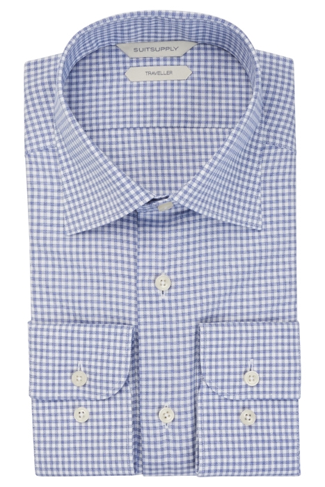 NAVY CHECKED SLIM FIT SHIRT 2