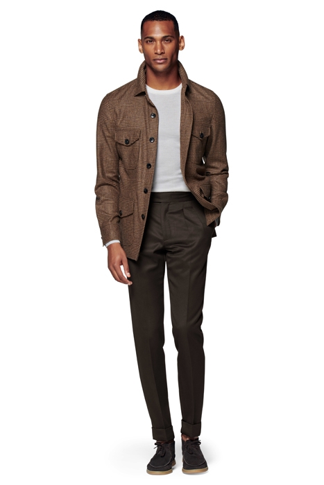 MID BROWN CHECKED WILLIAM SHIRT-JACKET 3