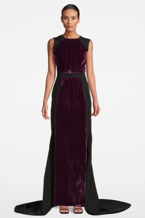 WOMEN‘S VELVET EVENING GOWN CHERRY/BLACK 1