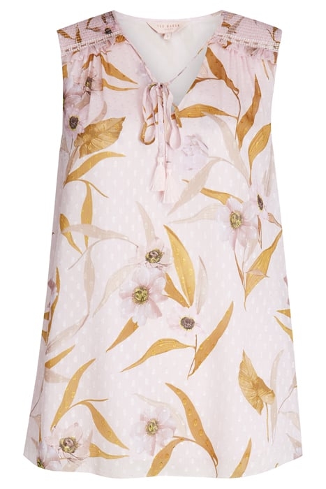 JIYLENA CABANA SMOCKED SLEEVELESS TOP LT-PINK 4