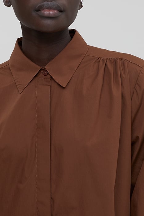 GATHERED SHIRT DRESS BRAZIL NUT 3