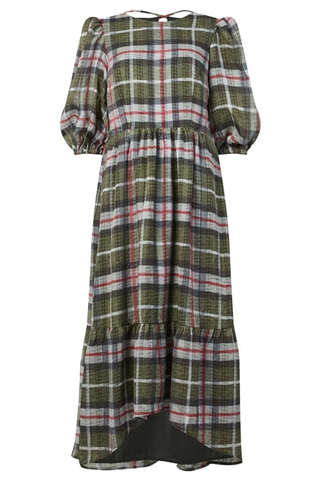 SADIE CHECK DRESS KHAKI GREEN 7