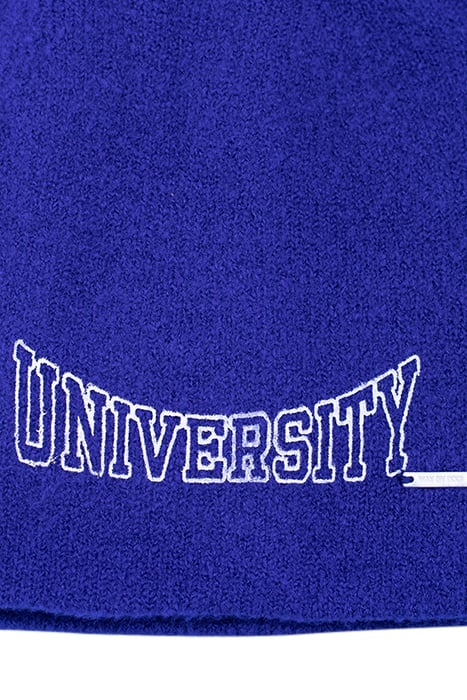 GIRLS’ ELECTRIC BLUE KNIT BEANIE WITH CONTRASTING PRINT MEDI 3