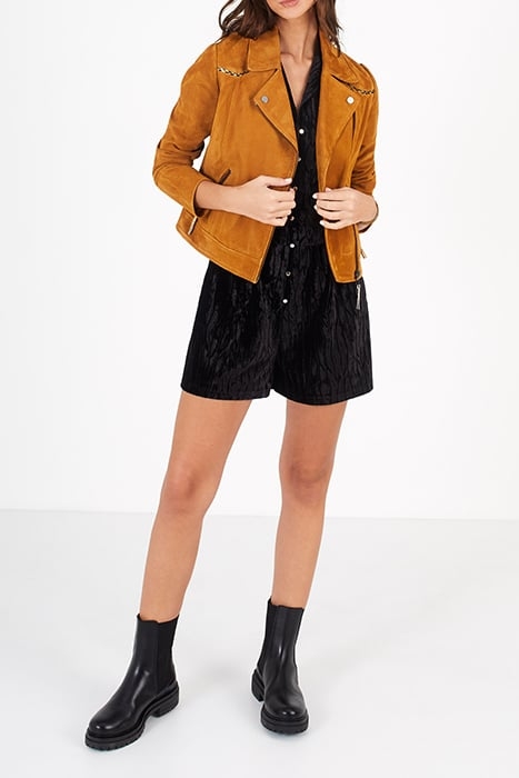 BLACK TEXTURED PANNE VELVET PLAYSUIT 3