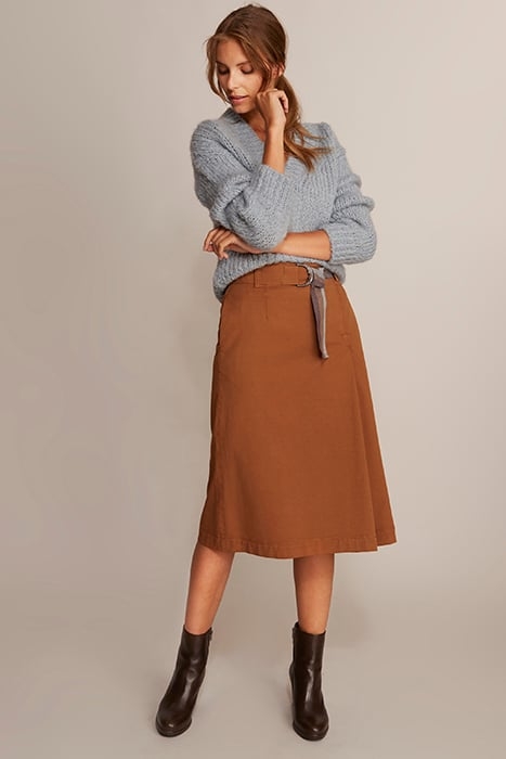 HIGH WAIST SKIRT FANCY BELT BROWN 4