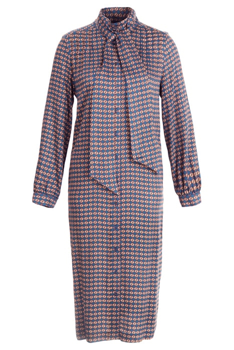 LONG DRESS SCARF NECKLINE BLUE 1