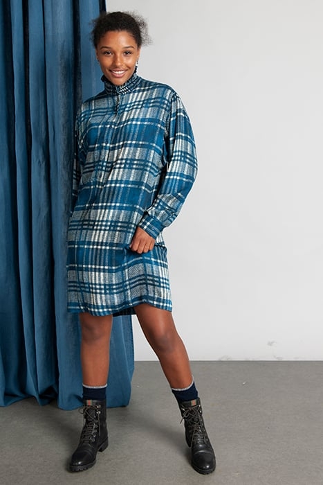 SMOCK COLLAR SHORT LS DRESS MULTI 2