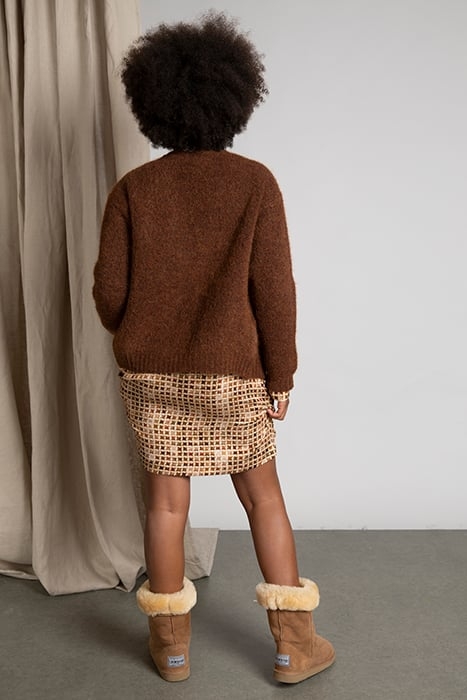 SMOCK COLLAR SHORT LS DRESS BROWN 4