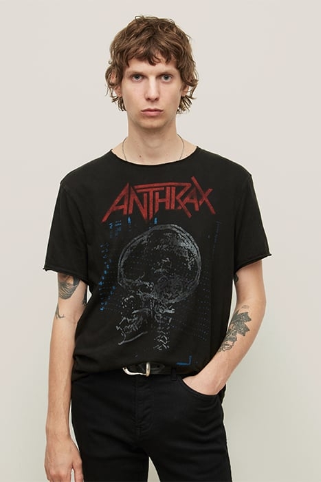 SS RAW EDGE TEE VINTAGE WASH - ANTHRAX WHITE NOISE BLACK 1