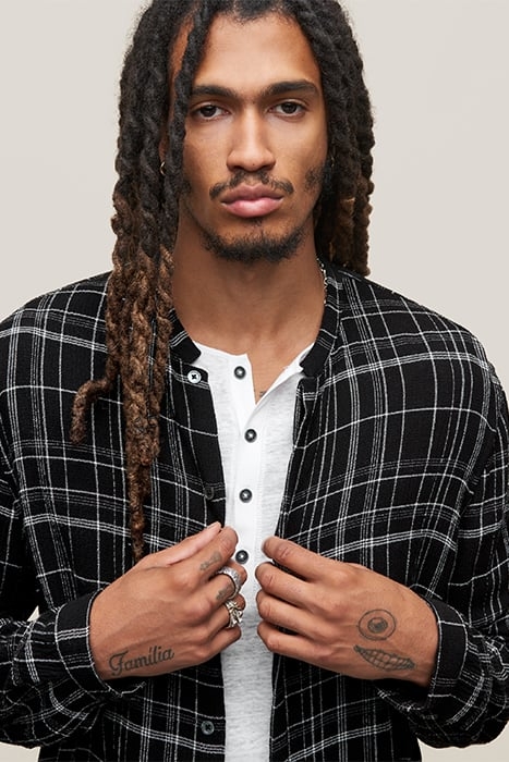 BROAD SHIRT CLASSIC FIT SHIRT WITH BAND COLLAR & S BLACK 6