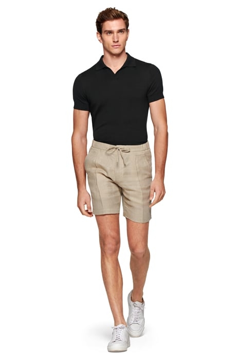 LIGHT BROWN HERRINGBONE DRAWSTRING AMES SHORTS 3