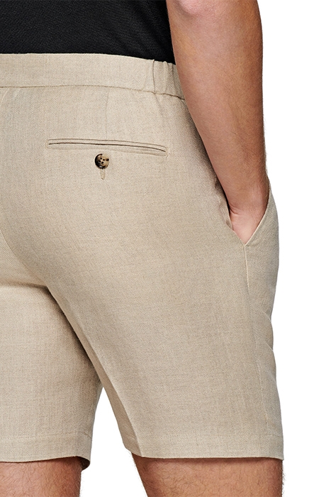 LIGHT BROWN HERRINGBONE DRAWSTRING AMES SHORTS 5