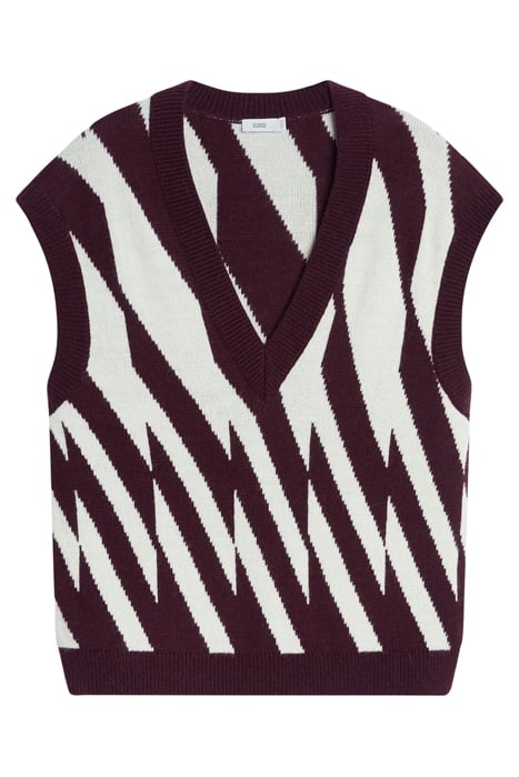 WOMEN V NECK VEST KNITS DARK RAISIN 7