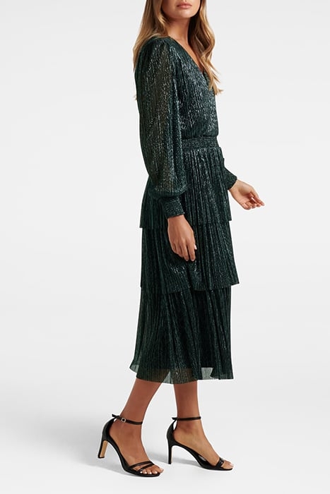 WINIFRED PLISSE MIDI DRESS DARK GREEN 3