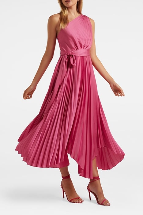 BRONTE SATIN PLEATED MIDI DRESS RASPBERRY JELLY 3