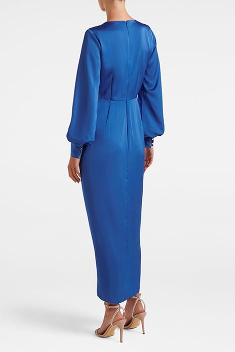 MIRELLA WRAP SATIN MIDI DRESS BLUE ATMOSPHERE 2
