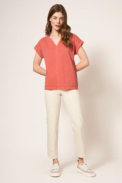 NELLY NOTCH NECK TEE MID PINK 1