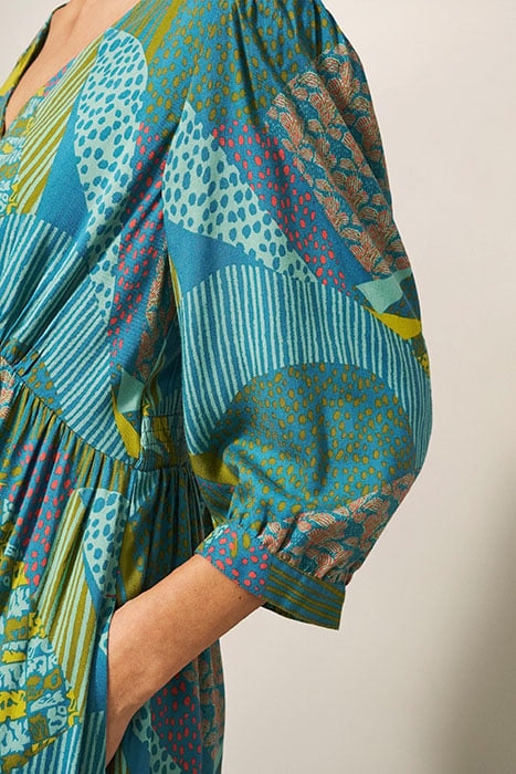 LUCY DRESS TEAL MLT 3