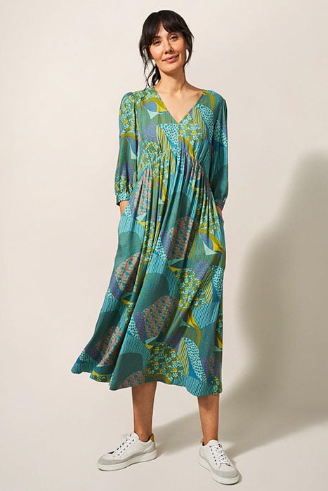 LUCY DRESS TEAL MLT 1