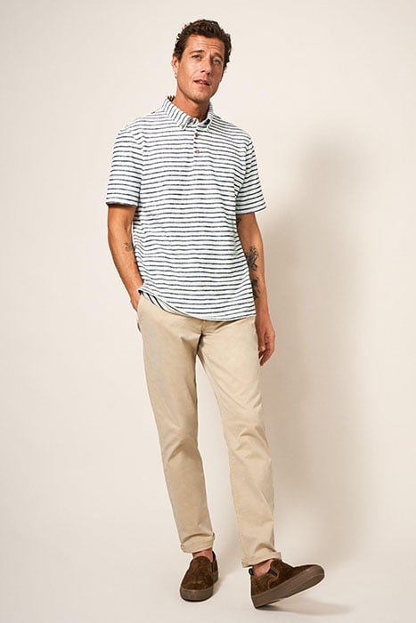FINE STRIPE POLO NATURAL WHITE 2
