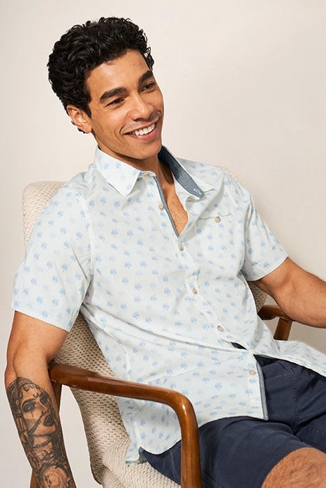 PALM TREE PRINTED SS SHIRT NAT WHITE 3