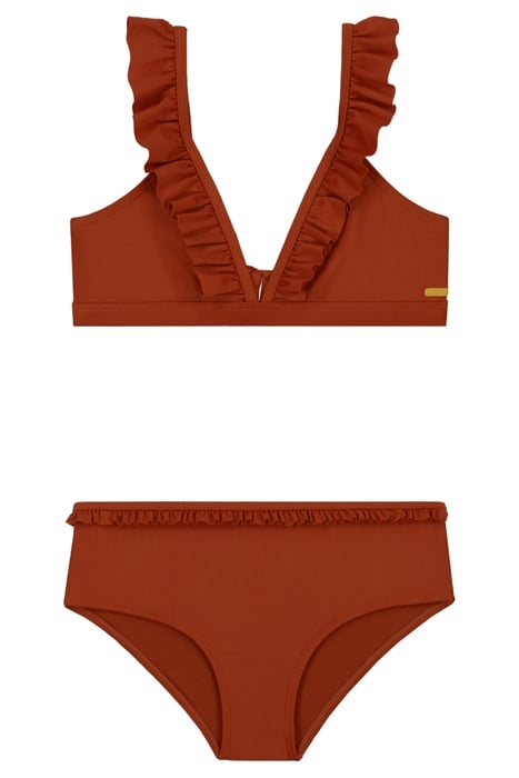GIRLS BELLA HIPSTER BIKINI SET OCHRE BROWN 1