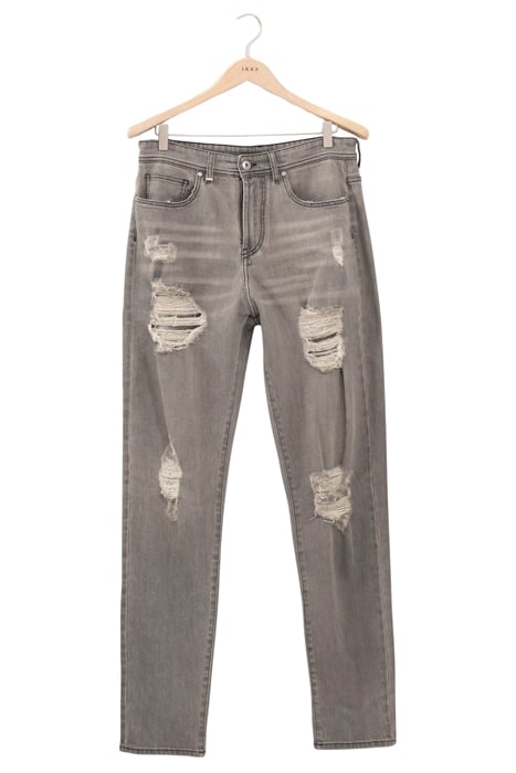 CHARCOAL SLIM JEANS WITH DISTRESSED PATCHES 1