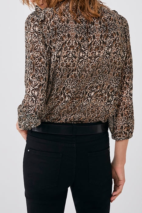 ARABESQUE PRINT VICTORIAN HIGH NECK LOOSE BLOUSE 2