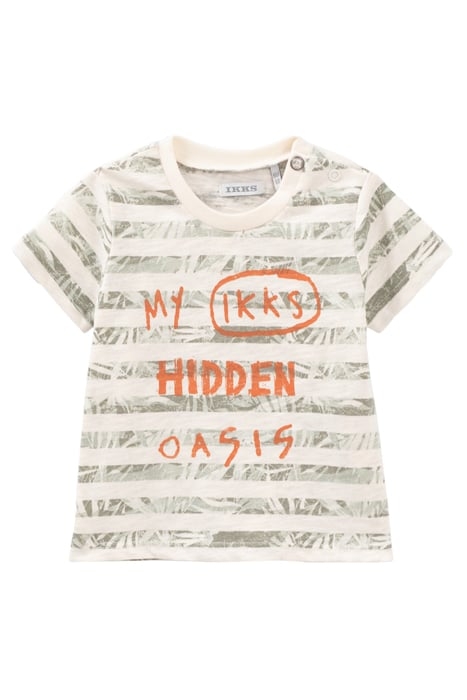 BABY BOYS’ ECRU JUNGLE STRIPE ORGANIC COTTON T-SHIRT 1