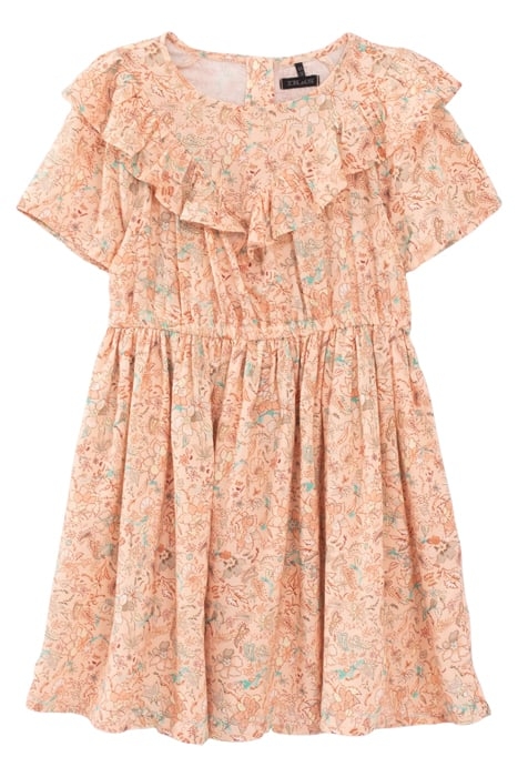 GIRLS’ PEACH FLORAL PRINT LENZING™ ECOVERO™ VISCOSE DRESS 1