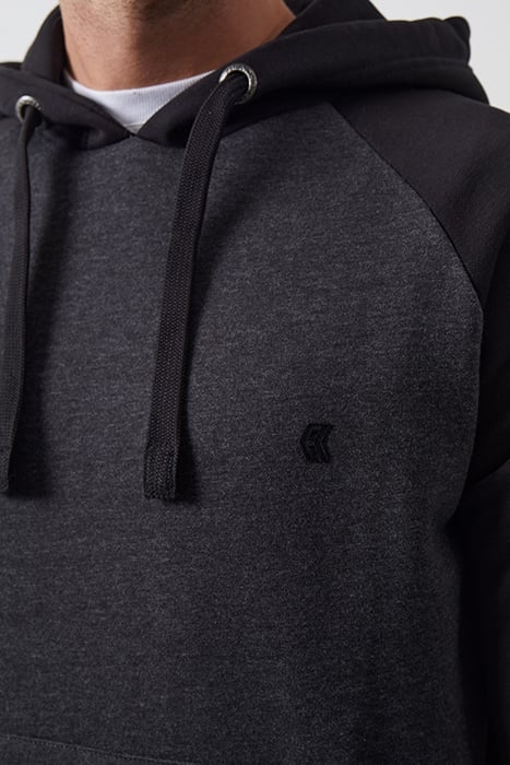 LOGO OVERHEAD RAGLAN SWEAT HOODIE BLACK/CHARCOAL MEL 3