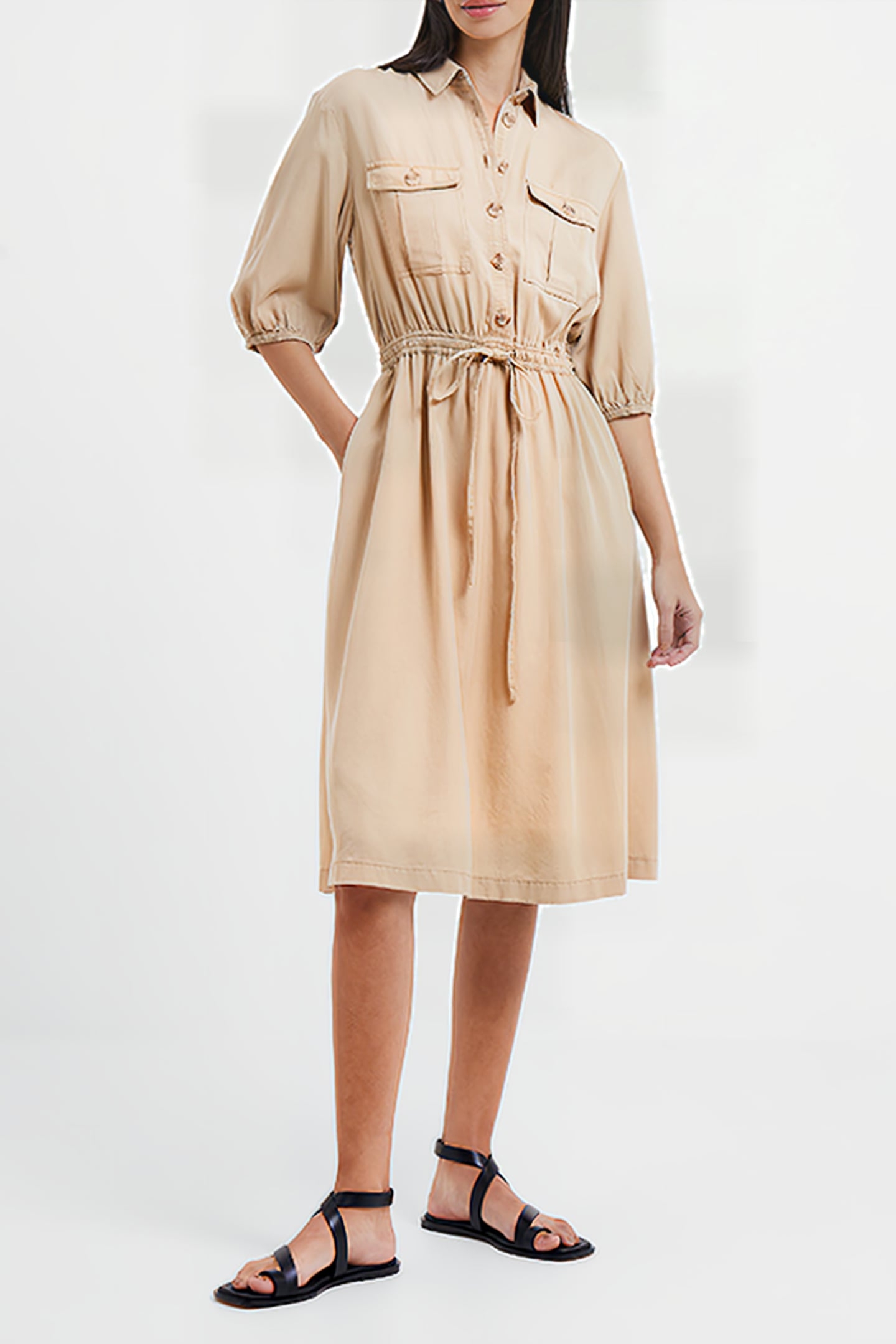 ELKIE TWILL DRAWSTRING DRESS INCENSE 1