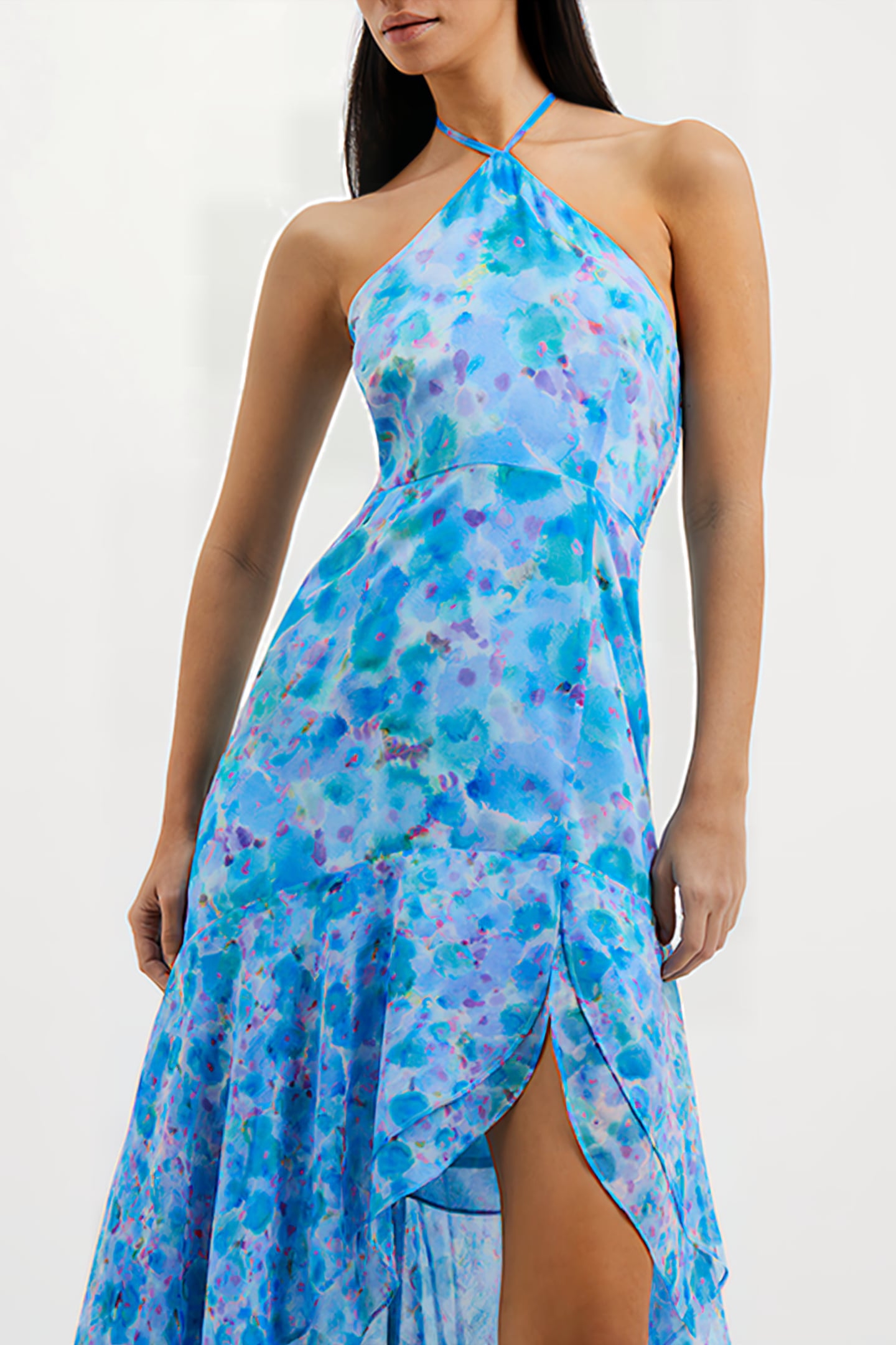 GRETHA HALLIE CRINKLE RECYCLED RUFFLE DRESS STILLWATER 4