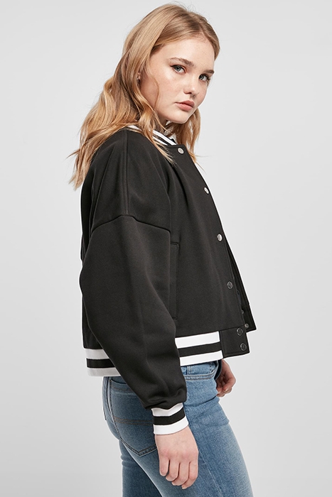 LADIES OVERSIZED COLLEGE SWEAT JACKET BLACK 5