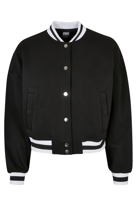 LADIES OVERSIZED COLLEGE SWEAT JACKET BLACK 6