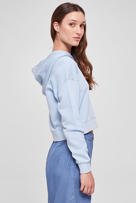 LADIES SHORT FLOWER EMBROIDERY TERRY HOODY BALTICBLUE 6